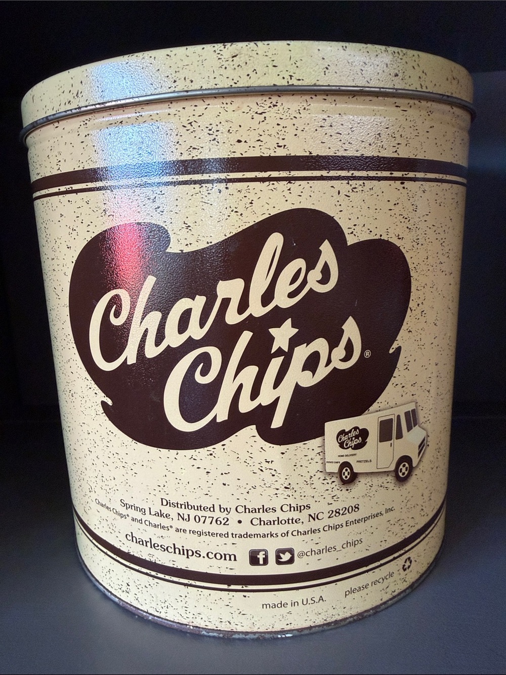 Charles Chips Vintage Tin - Cream & Brown